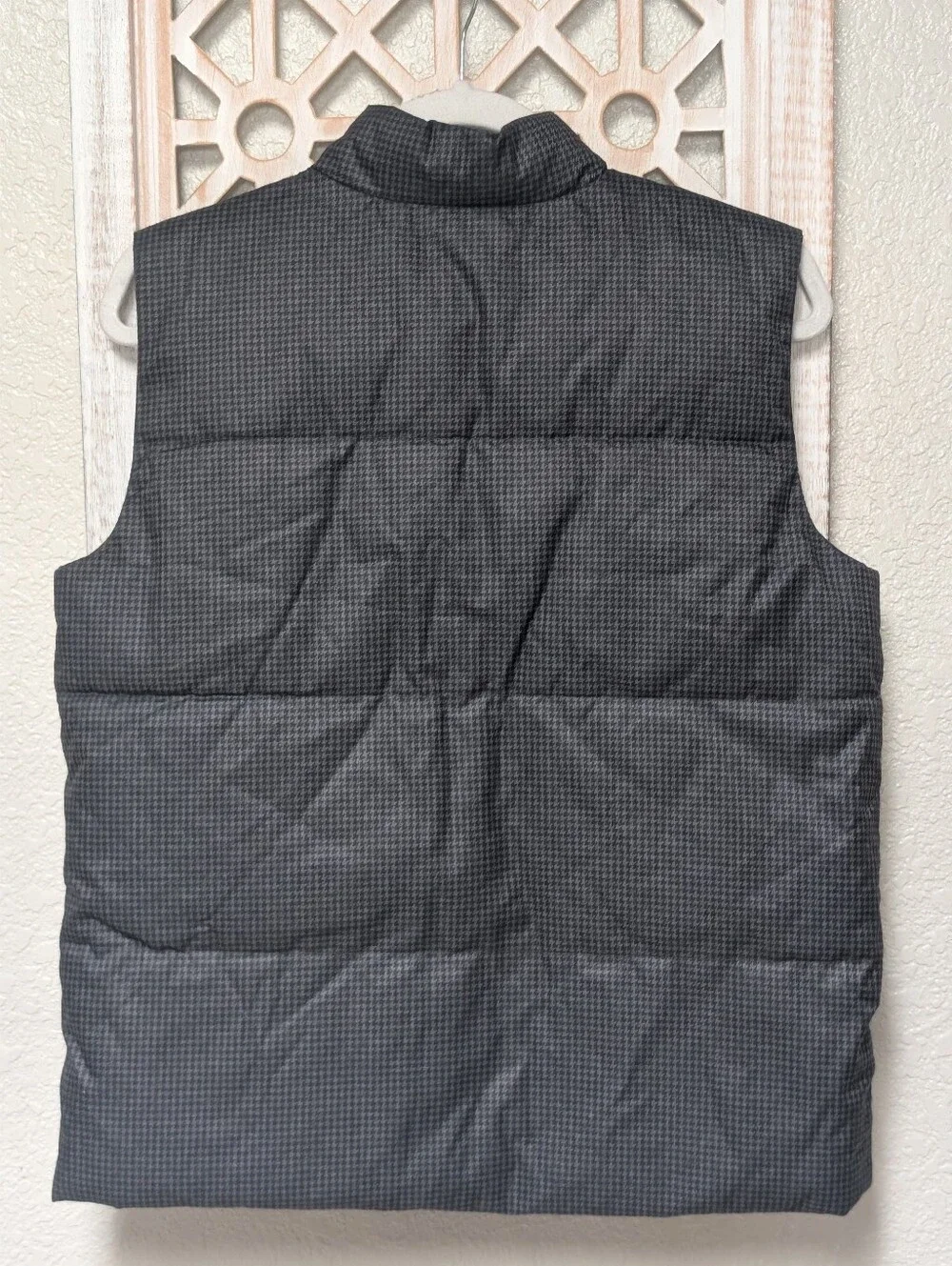 Old Navy Girls Size 10-12 Plus Black Houndstooth Puffer Vest Full Zip Outerwear